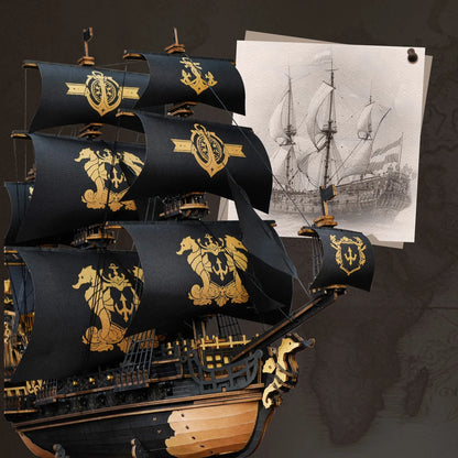 Baroque Seahorse Warship 3D Wooden Puzzle Kit - Artsystoria®