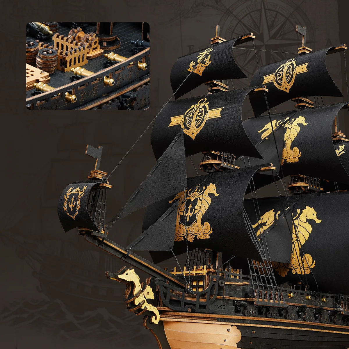 Baroque Seahorse Warship 3D Wooden Puzzle Kit - Artsystoria®