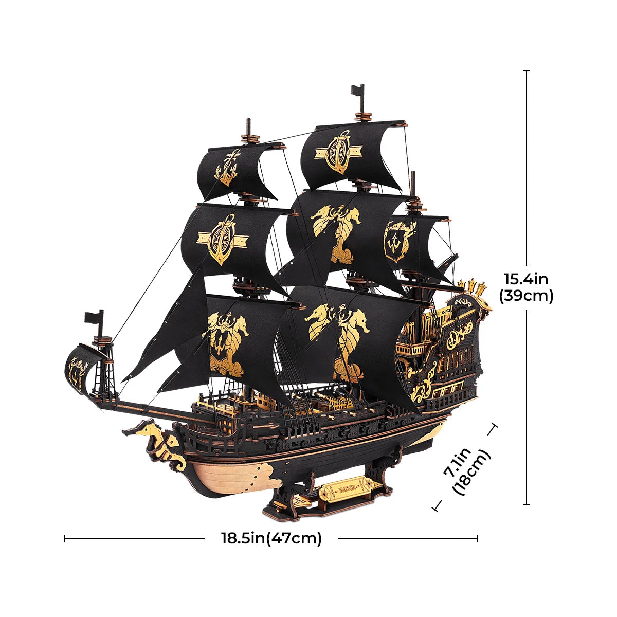 Baroque Seahorse Warship 3D Wooden Puzzle Kit - Artsystoria®